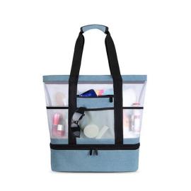 2-in-1 Mesh Beach Tote Bag with Detachable Insulated Cooler Bag